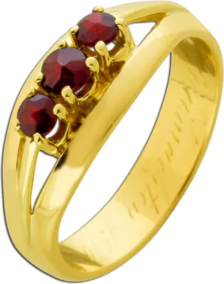 Produktbild von Granat Ring Gold 585 14K rote Edelsteine Antikschmuck 18