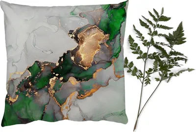 Produktbild von MuchoWow® Zierkissen Sofakissen Wohnzimmer Dekokissen 40x40 cm Marmor - Gold - Grün - Luxus - Foto Kissen - Schlafzimmer Dekoration