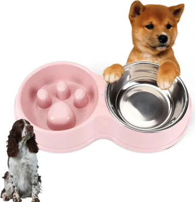 Immagine prodotto di Stazione di alimentazione lenta per cani con tappetino antiscivolo - acciaio inox per cani e gatti, sicuro per gli alimenti