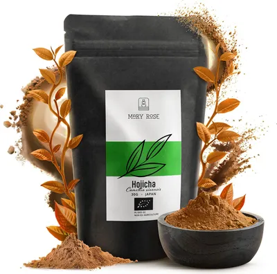 Obrázek produktu pro Mary Rose – Hojicha Bio prášek, pražený, Matcha, 30 g – Japonsko – ořechová chuť a jemnost – bez hořkosti – ideální do latté a na pečení – nízký obsah kofeinu