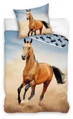 Produktbild von Pony Pferd Bettwäsche - weiche Baumwolle 135x200 cm Kissen und Decke