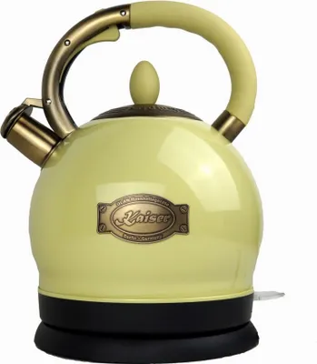 A retro-style electric kettle on a white background.