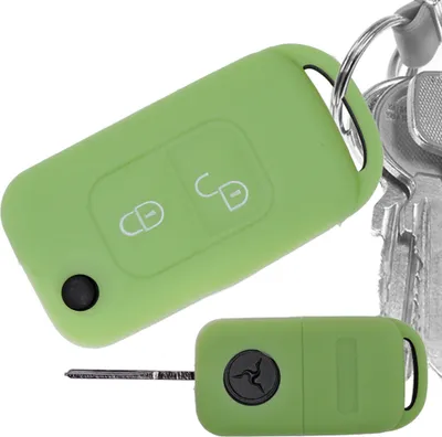 Produktbild von Auto Schlüssel Hülle Silikon Schutz Cover Fluoreszierend Grün kompatibel mit Mercedes Benz SLK A-Klasse R170 W168 2 Tasten Klappschlüssel