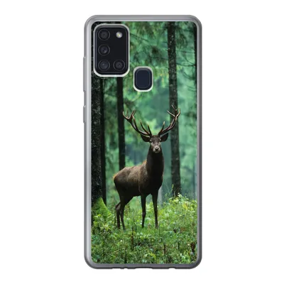 Produktbild von MuchoWow® Handyhülle Schutzhülle Hülle für Samsung Galaxy A21s Hirsche - Wald - Bäume - Tiere - Natur Silikon Softcase Handy Hülle - Hartschale