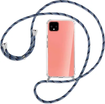 Produktbild von Handykette Backcover-Schutzhülle mit Band (Metall silberfarben) für Google Pixel 4 - Blautöne