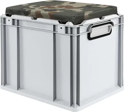Produktbild von Eurobox NextGen Seat Box Camouflage | HxBxT 36,5x30x40cm | 30 Liter | Griffe geschlossen | Grau | Eurobehälter, Sitzbox, Transportbox, Transportbehälter, Stapelbehälter