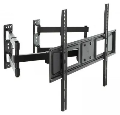 A black metal TV wall mount is shown against a white background.