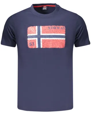 Produktbild von Stilvolles Blaues Herren T-Shirt mit Rundhals und Logodruck – Kurzarm