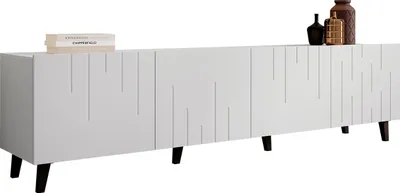 Produktbild von MIRJAN24 TV-Lowboard Bari, Stilvoll TV-Schrank mit 4 Türen, TV-Tisch, Fronten gefräst, Wohnzimmer Kollektion (Farbe: Weiß)