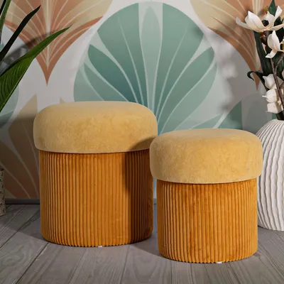 Immagine prodotto di Outjo - Pouf Contenitore, 42x42x44h cm Arancione, set da 2