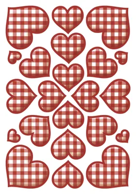 Produktbild von HERMA Sticker DECOR "karierte Herzen" 3 Blatt à 22 Sticker