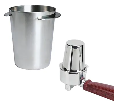 Produktbild von Kaffee Dosierbecher 51mm Edelstahl 4er Set Schwarz/Holzfarben