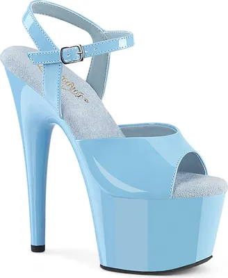 Produktbild von ADORE-709 Pleaser Damen High-Heels Riemchen Plateausandaletten babyblau Lack