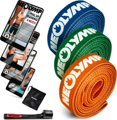 Produktbild von NEOLYMP lange Fitnessbänder Stoff mit Fitness E-Book - waschbare Resistance Bands, Widerstandsbänder, Gymnastikband, Fitnessband, Trainingsbänder