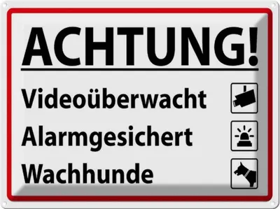 Produktbild von vianmo Blechschild 30x40 cm Achtung Videoüberwacht Alarm Warnschild Hinweisschild Sicherheit Vorsicht