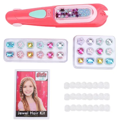 Produktbild von Haarschmuck-Stempelset, 24-teilig – DIY-Haarschmuck-Aufkleber, Applikator für glitzernden Haarschmuck, ohne Kleber, wiederverwendbar, glänzende Haaraccessoires, Spielzeug für Mädchen, für Feste