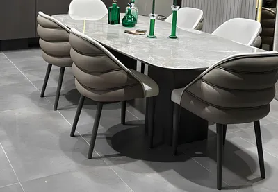 Immagine prodotto di Set sala da pranzo grigia con tavolo da pranzo grande e sedie set di mobili