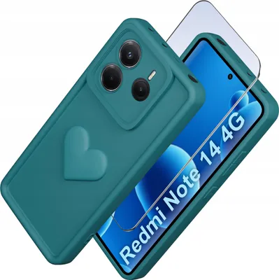 Immagine prodotto di Custodia per Xiaomi Redmi Note 14 4G in silicone opaco con cuore + vetro 9H