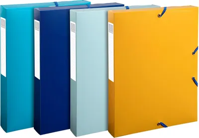 Produktbild von Exacompta 8x Archivbox A4, Rücken 40mm, Recycling-PP, BeeBlue, sortiert, 59140E