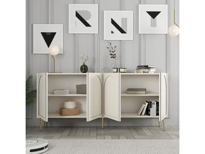 Obrázek produktu pro Skye Decor, Lyon 80 - krémová, zlatá, skříně do obývacího pokoje, krémová, 180 x 80 x 35 cm