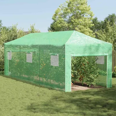 Produktbild von PUEAZU Gewächshaus mit Pop-up-Rahmen Grün 290 x 870 x 315 cm Eisen - Gewächshäuser &18046