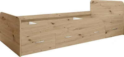 Produktbild von Bradford Modernes Einzelbett mit 3X Schubkästen 90 x 200 cm - Praktisches Jugendzimmer Kojenbett in Artisan Eiche - 95 x 66 x 204 cm (B/H/T)
