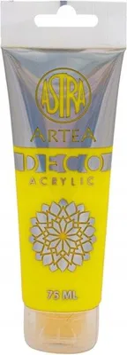 Obrázek produktu pro DECO ARTEA lesklá akrylová barva 75 ml - žlutá, ideální pro kreativní projekty! Oživte své umění intenzivní barvou a výjimečnou kvalitou!