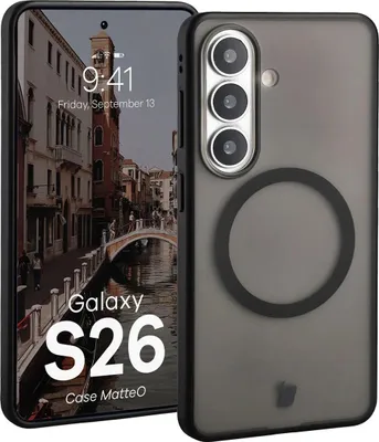 Produktbild von Handyhülle mit Magnetring für Galaxy S26, Bizon Case MatteO, Getönt-Schwarz