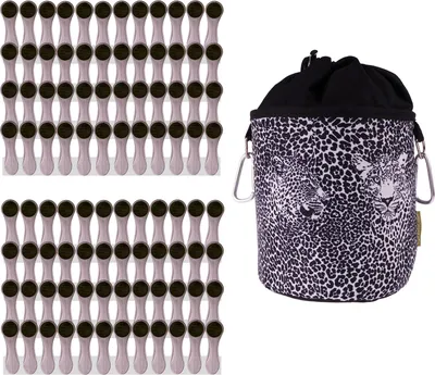 Produktbild von trendfinding 96 Wäscheklammern Silber Edelstahl, 1 Klammerbeutel Leopard Schwarz