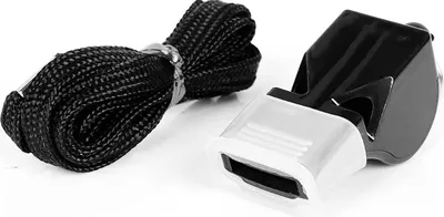 Produktbild von Professionelle Trainerpfeife aus ABS mit Zahnschutz und Umhängeband-Set für Fußball, Cheerleading, Schule, Schwarz