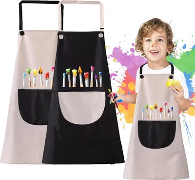Produktbild von Malschürze Kinder 2 Stück Schürze Kinder Schule, Verstellbare 6-10-12 Jahre Kochschürze Kinder
