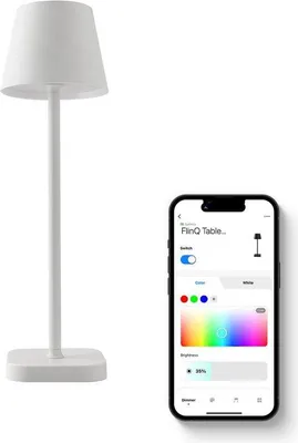 Produktbild von FlinQ Smart Table Lamp Lume - Wiederaufladbar und mit Touch Control - Für Schlafzimmer und Wohnzimmer - Kabellose Lampe auch als Stehlampe - Dimmbar und ideal für den Nachttisch - Industrial - Weiß