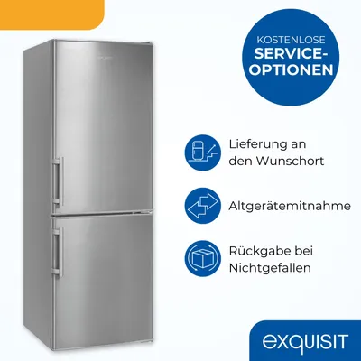 Produktbild von Exquisit Kühl-Gefrierkombination KGC5233-60-HE-040D inoxlook | Nutzinhalt: 173 L | Alarm-Funktion | 4-Sterne-Gefrieren | Standgerät
