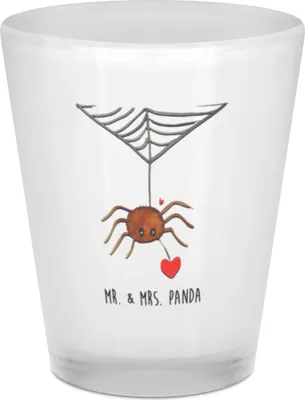 Produktbild von Mr. & Mrs. Panda Stamperl Spinne Agathe Liebe - Transparent - Geschenk, Liebesbeweis, Shotglas, Liebesgeschenk, Schnapsglas, Verliebt, Likör Glas, Digestifglas, Likörglas