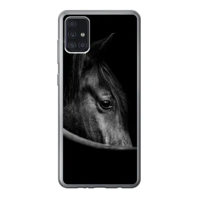 Produktbild von MuchoWow® Handyhülle Schutzhülle Hülle für Samsung Galaxy A52 5G Pferde - Porträt - Schwarz - Tiere Silikon Softcase Handy Hülle - Umschlag