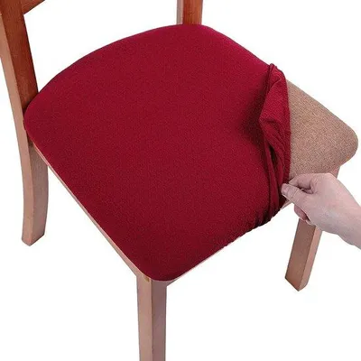 Produktbild von DigiRigi® Stretch-Jacquard Stuhlhussen – 92% Polyester/8% Elasthan, abnehmbar & waschbar, für Esszimmerstühle Sitzkissen 35,5–45,7 cm (H 3–5 cm)