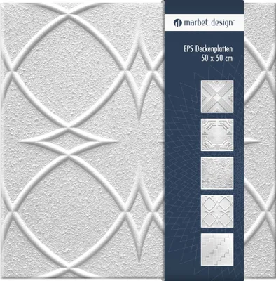 Produktbild von Deckenplatten aus Styropor EPS - Deckenpaneele leicht & robust im modernen Design - (22QM Sparpaket SATURN 50x50cm) Deckenplatten Paneele Platte weiß
