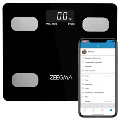 Produktbild von Zeegma Analysewaage 17-Parameter, Bluetooth, Bade- und Sportwaage Gewit Black