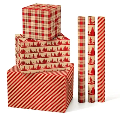 Productafbeelding van Dubbelzijdig Kraft Inpakpapier voor Cadeaus 43cm x 3m