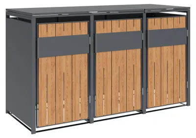 Produktbild von Westmann Varius 3 Metall Mülltonnenbox 3er 3x240 L Holzoptik