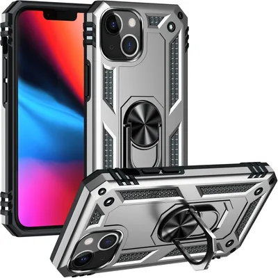 Produktbild von Mobigear Armor Ring iPhone 14 Hülle Hardcase Backcover Stoßfest mit Ringhalter - Silber