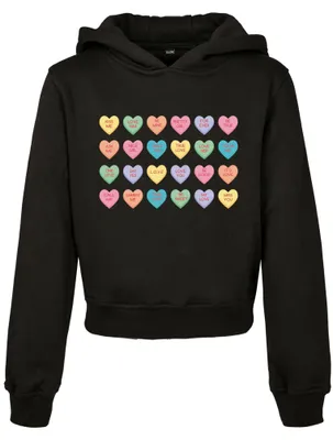 Produktbild von Mister Tee Kinder Kapuzenpullover Kids Sweet Heart Candy Cropped Hoody Black 110