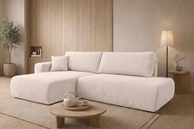 Produktbild von Kaiser Möbel Ecksofa mit Schlaffunktion und Bettkasten, Cordstoff Poso, Beige, Links, OPEN XL