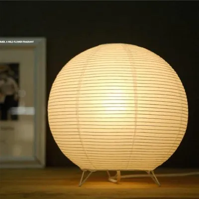 Image de Lampe en papier - Lampe de chevet en papier de riz - Motif origami - 25 x 25 cm - Blanc