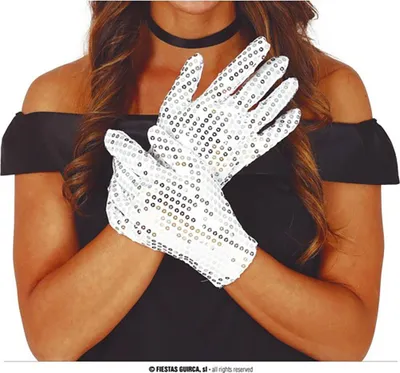 Produktbild von Handschuhe Pailletten kurz silber 22cm