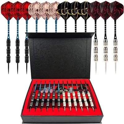 Produktbild von Professionelles Dartset, 12 Teile, robust, perfektes Gleichgewicht, inklusive Flights und Box