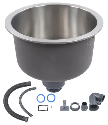 Produktbild von Rundes Mini-Küchenspülbecken aus Edelstahl mit Abflussrohranschluss, 30 cm Durchmesser
