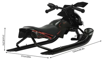 Produktbild von Kinderschlitten Schneerodel - 3-Ski aus 1,2 mm Stahl - 80 kg Tragkraft - Verstellbares PolyurethanSitzpolster - Bremse - Schwarz