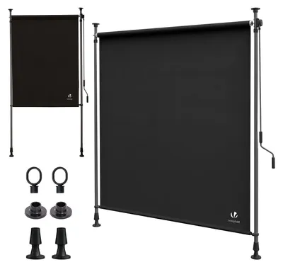 Produktbild von VOUNOT® Klemmmarkise Senkrechtmarkise mit Handkurbel 150x310 cm Anthrazit