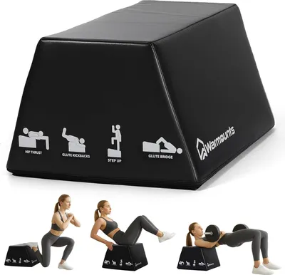 Produktbild von WARMOUNTS Hip Thrust Bank 317kg Belastbar Glute Bridge Box Krafttraining Home Gym Rutschfest mit Griff, Größe L 44x59,9x30cm
